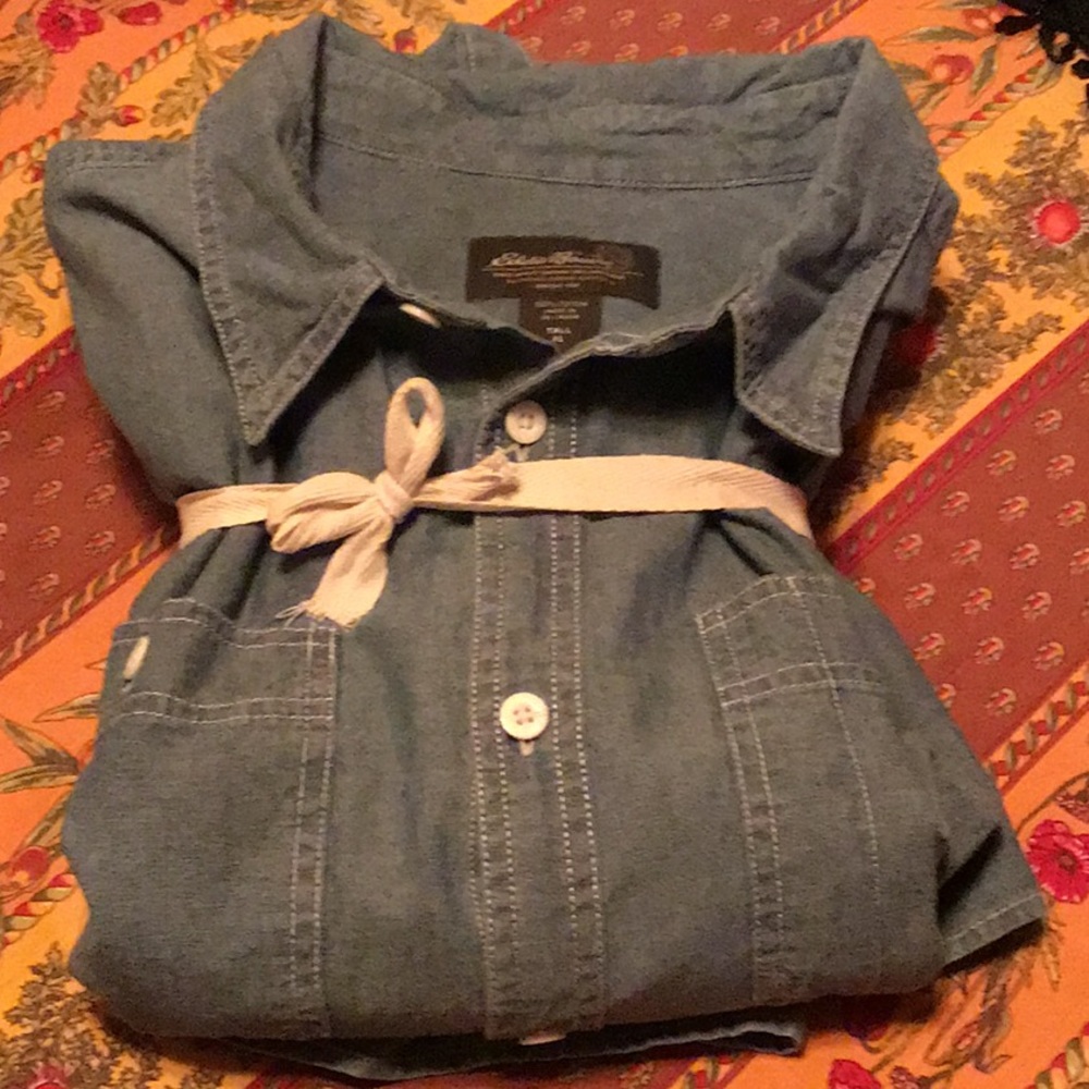 Eddie Bauer Denim Long Sleeve  Shirt (XL-T)